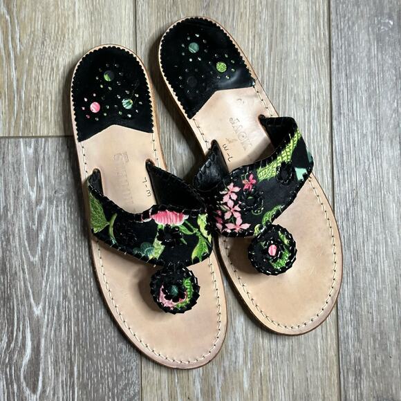 Jack Rogers x Vera Bradley Collab sandals slides New Hope Leather. Size 7.5 - Picture 1 of 6